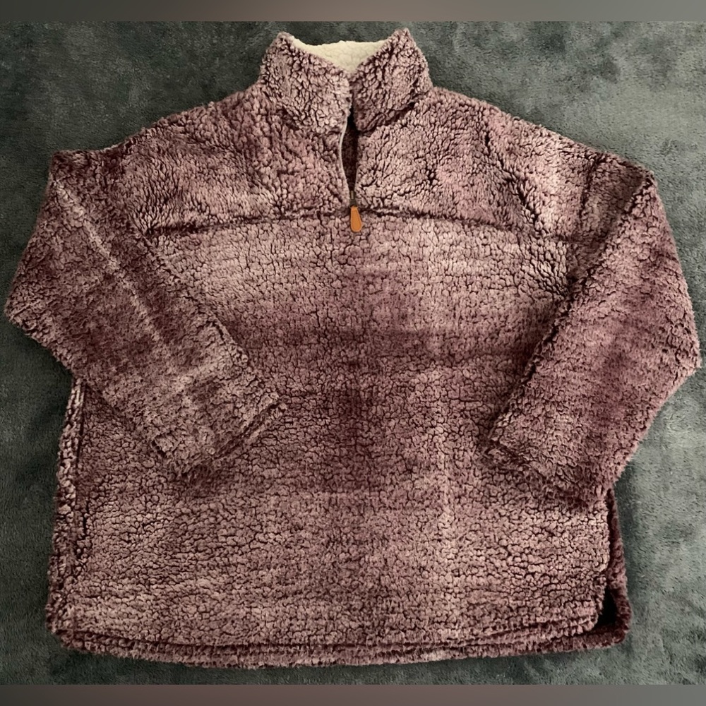 Gently used | Size: L | Color: Plum & ivory |
